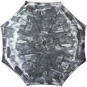 Skull Handle Cemetary Gray & White Rain or Shade Umbrella NWT